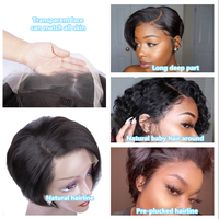 Perruque courte Pixie Cut en dentelle complète, perruques courtes bouclées sans colle 180% Pixie Cut, perruque 13x4 Pixie Curls en cheveux humains courts