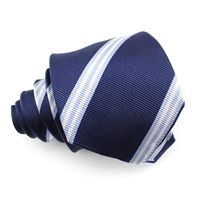 Cravate personnalisée avec logo, vente en gros Chine, en soie jacquard 100% tissée, à rayures et bordures en gros-grain, style vintage, pour homme