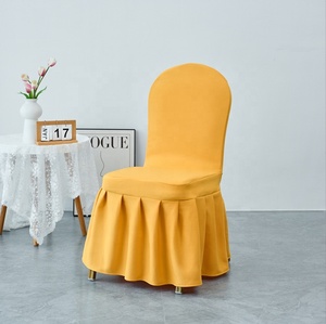 Fundas de <span class=keywords><strong>silla</strong></span> blancas lavables Universal boda Iglesia comedor banquete Protector con falda <span class=keywords><strong>larga</strong></span> cubiertas de <span class=keywords><strong>silla</strong></span> de banquete - Product Image 2
