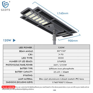 Lámpara Solar LED para Calle GCOTS, Impermeable IP65, 120W, Todo en Uno, Metálica, Plegable, de Alta Luminosidad, para Exteriores, IP65 70 Road 210 - Product Image 3