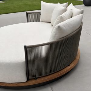 Meubles d'extérieur et d'intérieur modernes, canapé de <span class=keywords><strong>jardin</strong></span> pivotant pour 2 personnes avec coussins imperméables pour utilisation dans les cours d'hôtels - Product Image 6