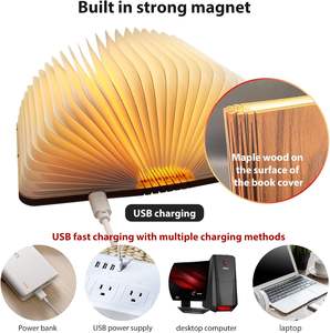 Lampe de lecture pliable en bois fantaisie pour enfants, veilleuse portable de bureau, idéale pour décorer et offrir en cadeau (vente en gros) - Product Image 4