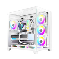 AntarcChill White Color Fashion Full View Full Tower Three Side Panel Tempered Glass Gaming Computer Case ATX PC Case