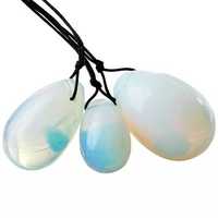 Œuf de Yoni en Opalite Naturelle, Pierre Précieuse Sculptée, Pendentif Œuf, Bijou en Pierre Polie pour Femme