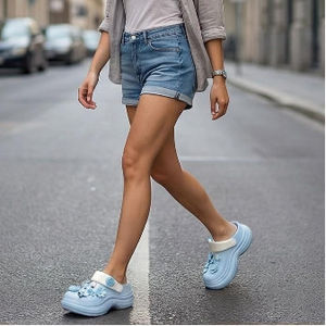 Zapatos de Tacón Alto para Mujer, Diseño Premium con Flores Azules en 3D, Transpirables, Perforados e Impermeables, para Interiores y Exteriores, 5 cm - Product Image 5