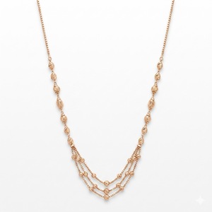 Collier en argent 925 italien plaqué or rose, perles superposées, élégant, longue chaîne, bijoux pour femmes, à porter en soirée - Product Image 1
