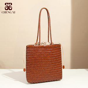 <strong>Small</strong> Niche Design Cowhide Handmade Woven Bag 2025 Large Capacity <strong>Basket</strong> Tote Bag Versatile Single Shoulder Lady Handbag - Product Image 4