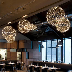 Lampada a Sospensione LED Moderna a Forma di Sfera con Effetto Fuochi d'Artificio, Decorazione per Feste e Ristoranti, Lampadario a Sfera per Soggiorno - Product Image 5