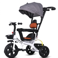 Tricycle 4 en 1 pour enfants avec poussette, capote réglable et barre de sécurité