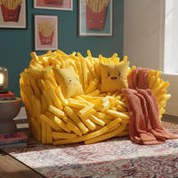 Canapé-lit en forme de frites surdimensionné, amusant et créatif, en tissu velours pelucheux, personnalisable, meubles de salon