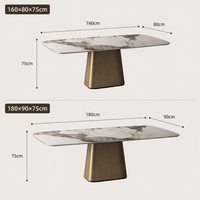 Table à manger rectangulaire en pierre frittée minimaliste de luxe pour restaurant, design moderne, 6 places