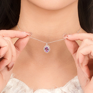 Colgante <span class=keywords><strong>de</strong></span> Amatista Natural para Mujer, Diseño <span class=keywords><strong>de</strong></span> Lujo Ligero y Exclusivo, Gema Hueca en Forma <span class=keywords><strong>de</strong></span> Pétalo, Chapado en Oro, Collar Casual, Venta al por Mayor - Product Image 3