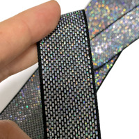 Sangle en sergé jacquard métallique argenté 50mm X 26mm durable personnalisée rayée double face 26mm Polyester brillant pour la maison