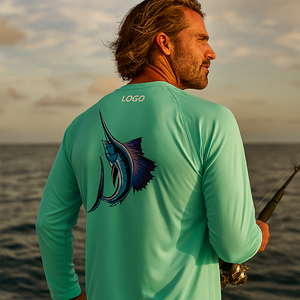 Haute qualité hommes UPF 50 chemises de pêche d'été Logo personnalisé 4 voies extensible à manches longues imperméable - Product Image 1