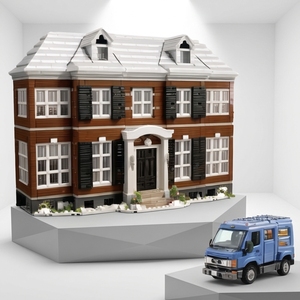 Ensemble de construction de maison en briques classique et de véhicule utilitaire, modèle de briques de style géorgien, jouet d'architecture DIY, cadeau - Product Image 6