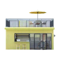 Kiosque Conteneur Modifié Préfabriqué, Boutique Conteneur à Deux Niveaux avec Terrasse sur le Toit, Design Moderne, Assemblage Rapide, Couleurs Personnalisables pour
