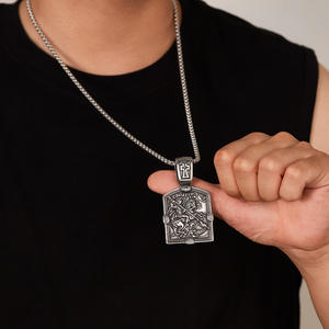 Hip Hop Medieval Acero inoxidable Joyería histórica Caballero San Jorge Esclavo Cruz Amuleto Colgante Guerrero Santo Collar - Product Image 3