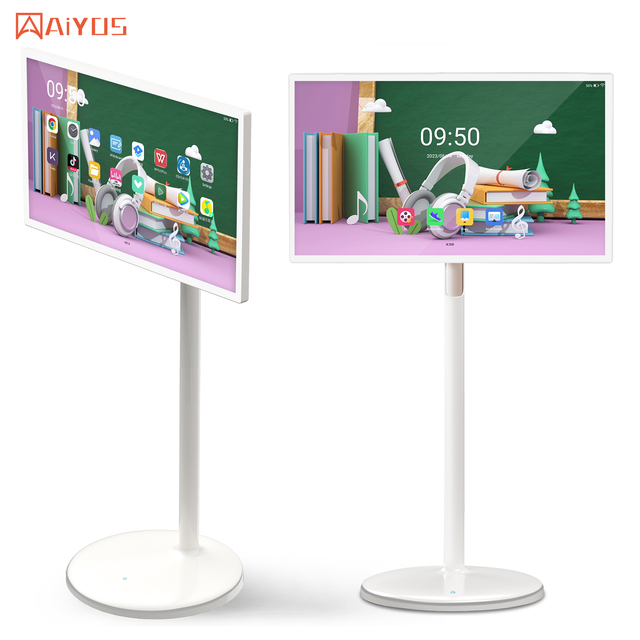 2025 Brand New Movable Stand Smart TV 24/27/32 Inch Touch Screen Television Display Portable Mobile TV for Home