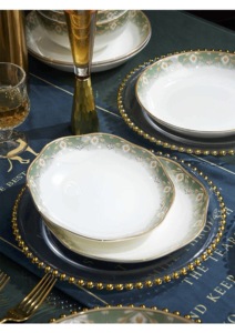 Luxury Gold Bone China Coupe <b>Dinnerware</b> Sets Eco Friendly Freezer Safe - Product Image 6