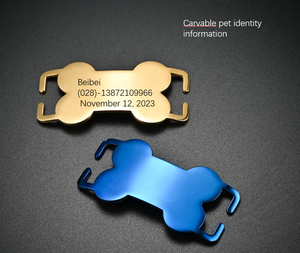 Grosir kosong Laser ukiran baja tahan karat Pet ID Tag untuk anjing & kucing terukir dan personalisasi bentuk tulang (tulang) - Product Image 5
