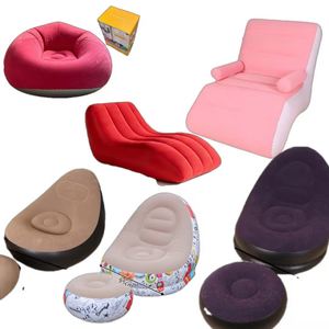 Modern Furniture Pvc <b>Inflatable</b> Foldable Single Air Filling Flocking Outdoor Lounge Chair Footrest <b>Sofa</b> Bed Brown - Product Image 1