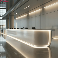 Comptoir d'accueil en pierre artificielle avec éclairage LED pour studio de fitness, design élégant, comptoir d'information pour salle de sport