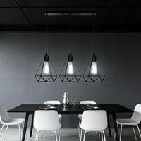Lustre carré en fer moderne et simple pour salle à manger, ampoule LED E27, taille moyenne, hauteur réglable, lampe de table à intensité variable