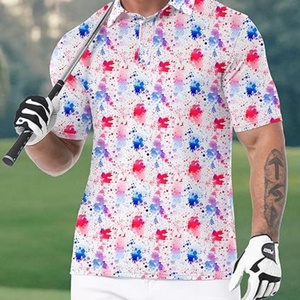Camisas de Golf de Punto con Estampado para Hombre, Corte Regular, Manga Corta, Botones, Secado Rápido, Absorción de Humedad, Deportivas, Casuales, Transpirables - Product Image 3