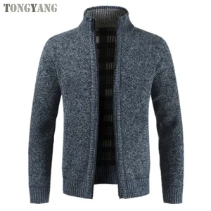 Tongyang mùa thu mùa đông mới của nam giới áo khoác mỏng phù hợp đứng cổ áo dây kéo Áo Khoác Nam rắn bông dày ấm lông cừu Áo khoác nam