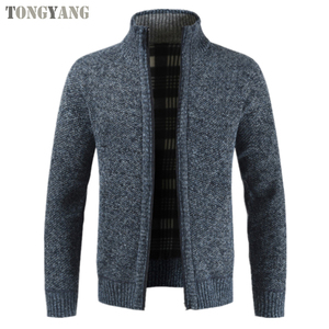 TONGYANG Autumn Winter New Men's <strong>Jacket</strong> Slim Fit Stand Collar Zipper <strong>Jacket</strong> Men Solid <strong>Thick</strong> Warm <strong>Fleece</strong> <strong>Jacket</strong> Men - Product Image 1