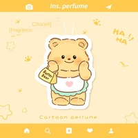 Diffuseur de parfum pour voiture Butter Bear, film absorbant en coton, papier pour rétroviseur, design de dessin animé mignon, parfum multi-choix, aromathérapie