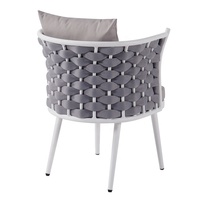 Fauteuils modernes en aluminium pour patio et jardin, chaises de salle à manger en corde grise