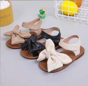 Sandali estivi in pelle per bambina alla moda scarpe nuove da principessa sandali da studente con punta aperta e fiocco da spiaggia - Product Image 2