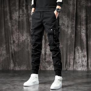 Pantalon cargo tendance pour homme, coupe slim, jogger cool, style américain, multi-poches, skinny, noir, printemps et automne 2024 - Product Image 2