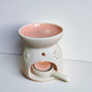Chauffe-cire en céramique pour le thé, ensemble d'huile aromatique, brûleur, bougie ronde faite à la main - Product Image 3