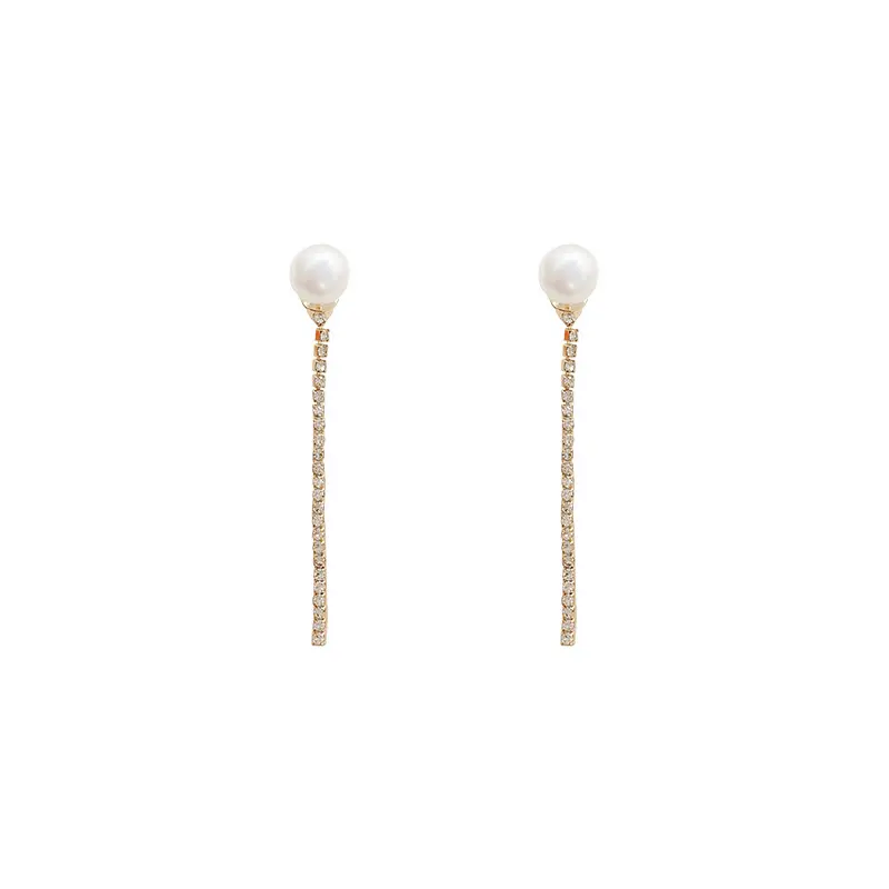 Long Dangle Earrings for Women Fashion Crystal Freshwater Pearl Tassel Earrings Vintage Jewelry