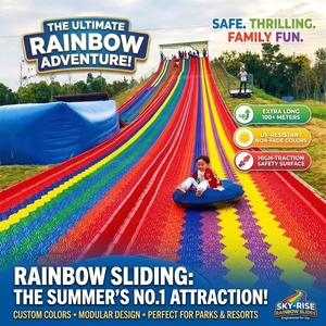 Toboggan Arc-en-ciel Extérieur en Plastique Couleurs Arc-en-ciel Toboggan Sec pour Parc d'Attractions Enfants Adultes Équipement de Terrain de Jeux Amusant Durable - Product Image 1