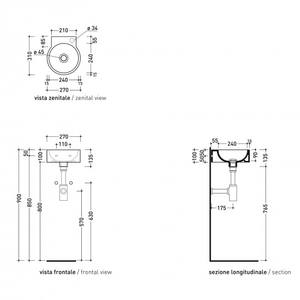 Flaminia Moderne Mini Twin 30 Lavabo Mural en Porcelaine Mat Lavabo Ferme Salle À Manger Hôtel École Résine Pierre Évier - Product Image 3