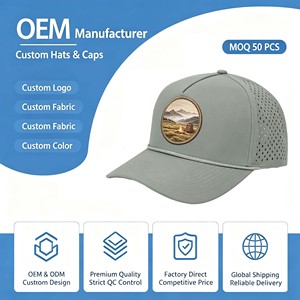 Custom 5 Panel Unstructured Running Cap, <b>Waterproof</b> Laser Cut Breathable <b>Hat</b> with Reflective Logo for Camping Outdoor Sports - Product Image 1