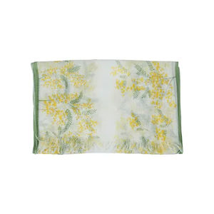 Châle long et doux pour femme, imprimé floral, style chinois, peint à la main, respirant, léger, bleu et jaune, en coton et tulle, tendance - Product Image 2