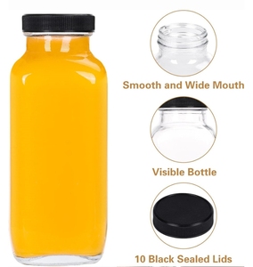 Bouteille en <span class=keywords><strong>verre</strong></span> ronde pour jus de 16 oz, 500 ml, 250 ml, 350 ml, pour boissons, retour <span class=keywords><strong>à</strong></span> l'école, stockage d'aliments secs, étanche, sans BPA, écologique - Product Image 5