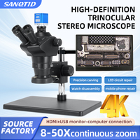 SANQTID TD-0850-B50 8-50X Stereomicroscope 4K HDMI Mobile Phone Repair & Jewelry Inspection Microscope Includes an 11.6-inch