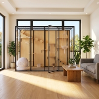 Villa pour chat en aluminium et bois, extra-large, multi-niveaux, de luxe, pour l'intérieur, cage d'élevage professionnelle