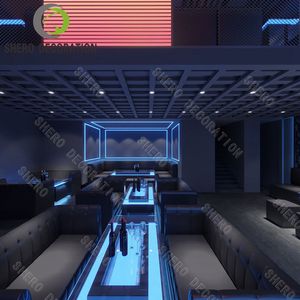 تصميم مخصص لطاولة بار مع خزانة عرض رخامية وكراسي، أثاث للنوادي الليلية والمقاهي والحانات، حل متكامل - Product Image 2