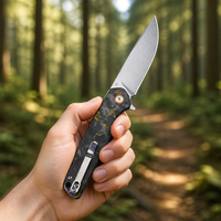 Couteau de poche portable, couteau pliant personnalisé, acier inoxydable, manche en lin/fibre de carbone, couteau de camping pour l'extérieur, outil GT961