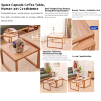 Table basse gigogne moderne personnalisée en bambou et verre, mobilier de salon portable avec design adapté aux animaux de compagnie