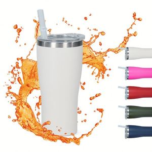 Rts Wholesale Curved Powder Coated Stainless Steel 5Oz Tumbler <b>Cup</b> <b>With</b> Lid and <b>Straw</b> - Product Image 4