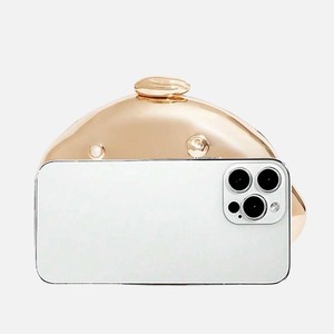 Bolso de Mano de Mujer con Forma de Huevo, Cadena Metálica, Estilo Clutch, Adornado con Piedras de Mármol, para Fiestas y Eventos - Product Image 5