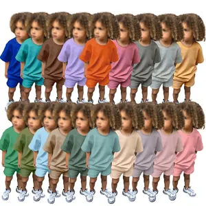 Детский летний хлопковый комплект одежды на заказ для мальчиков и девочек, комплект из 2 предметов, оптовая продажа детской одежды