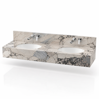 Lavabo en marbre blanc naturel Elephant |   Revêtement gris poli veiné avec protection anti-éclaboussures, adapté aux salles de bain, aux hôtels et aux villas.